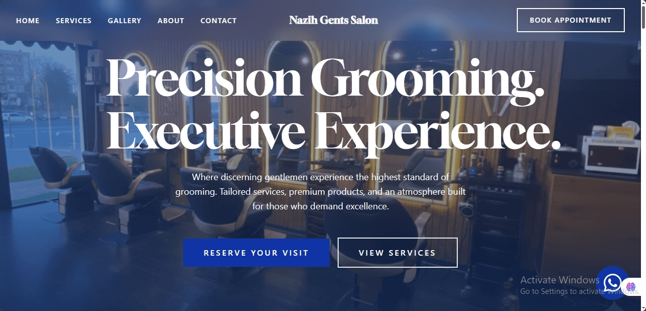 Nazih Gents Salon luxury barber shop web design