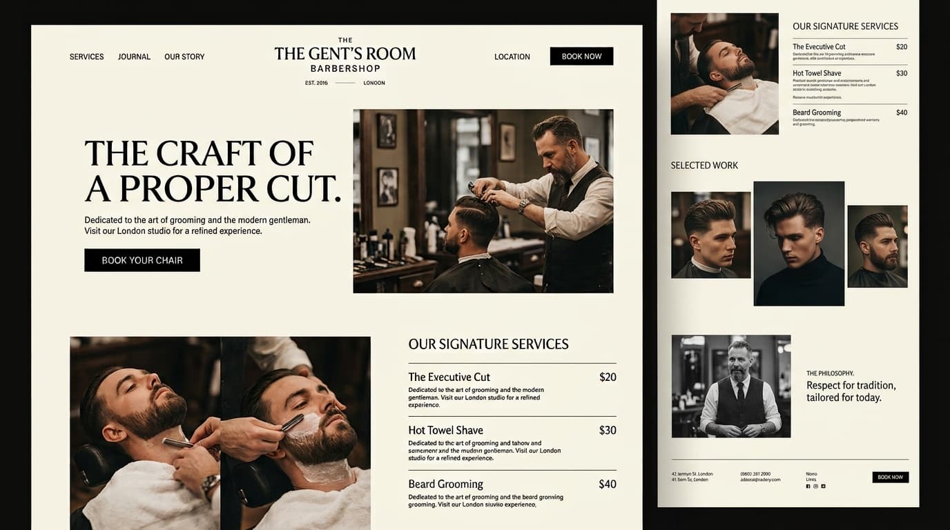 Custom barbershop and beauty salon website after a Fadezy redesign