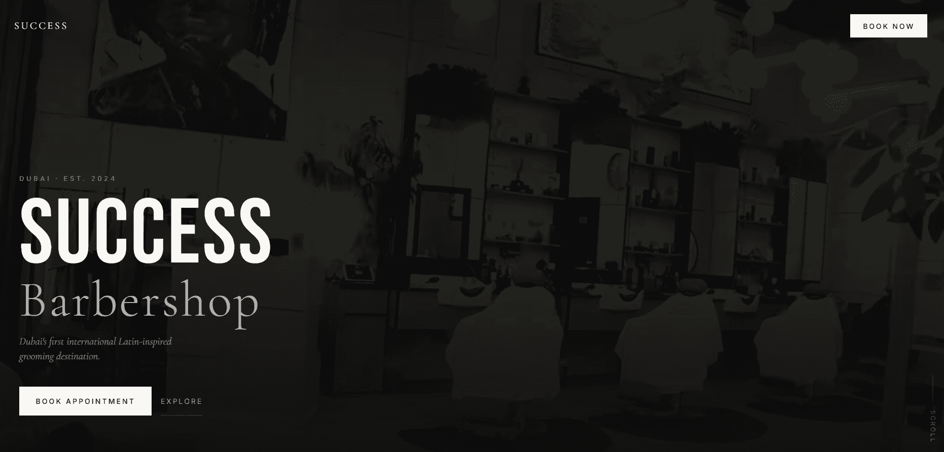 Success Barbershop website design homepage in Dubai