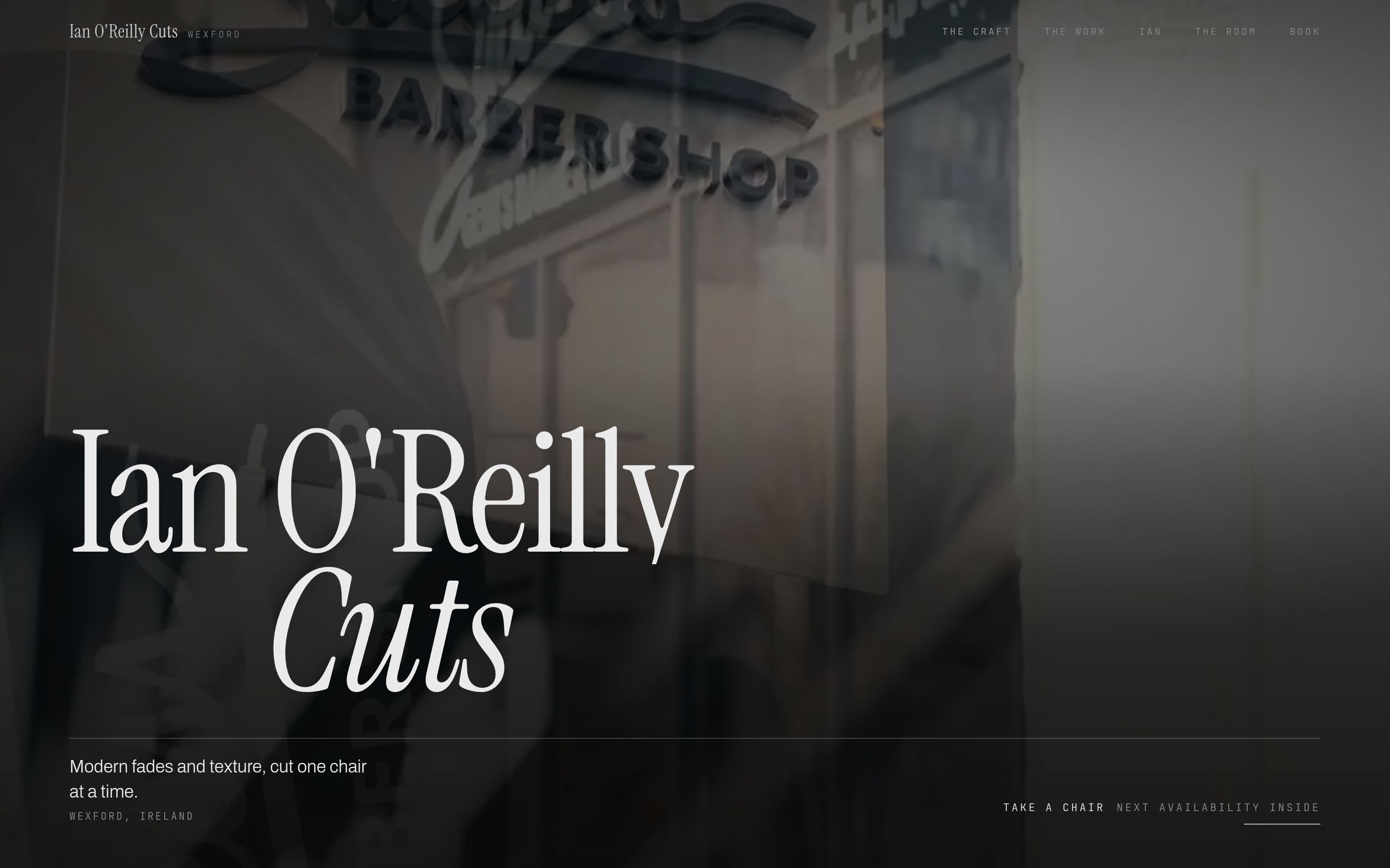 Ian O'Reilly Cuts website — barbershop web design by Fadezy for Wexford