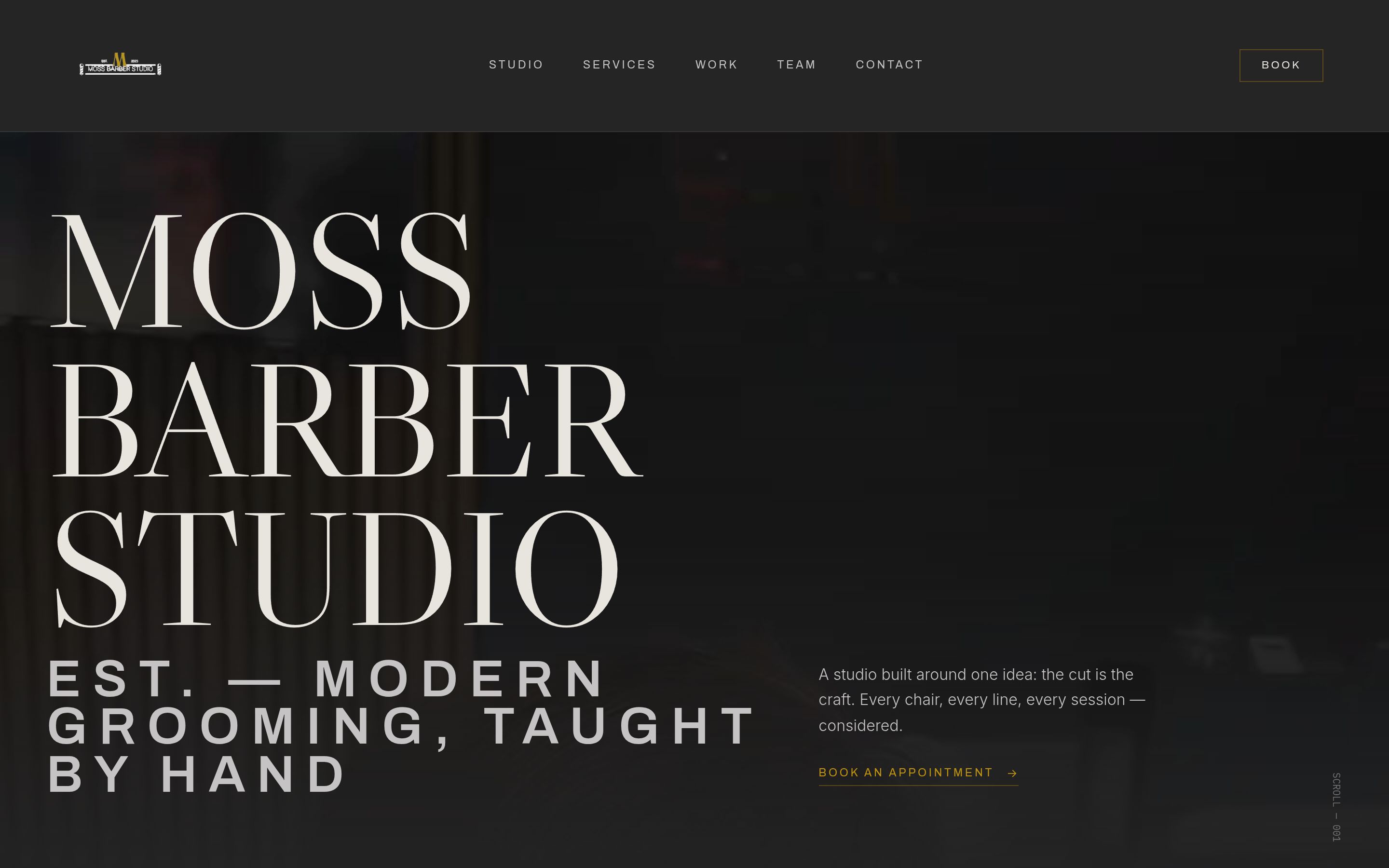Moss Barber Studio website — barbershop web design by Fadezy for Llantrisant