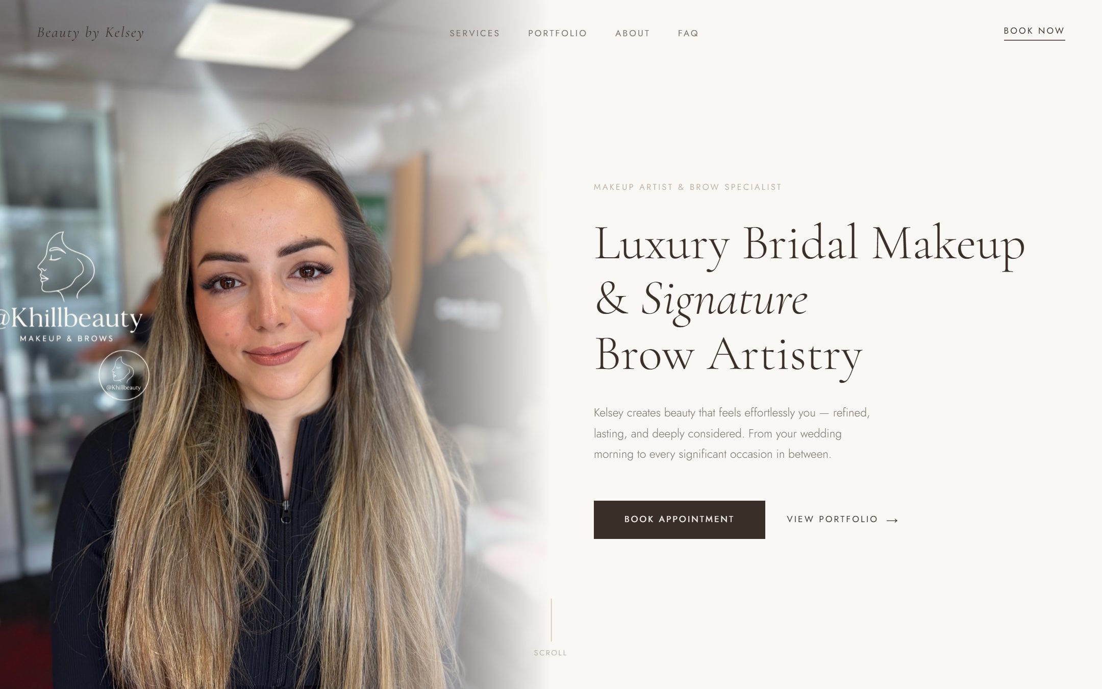 Beauty by Kelsey website — beauty professional web design by Fadezy for the United Kingdom