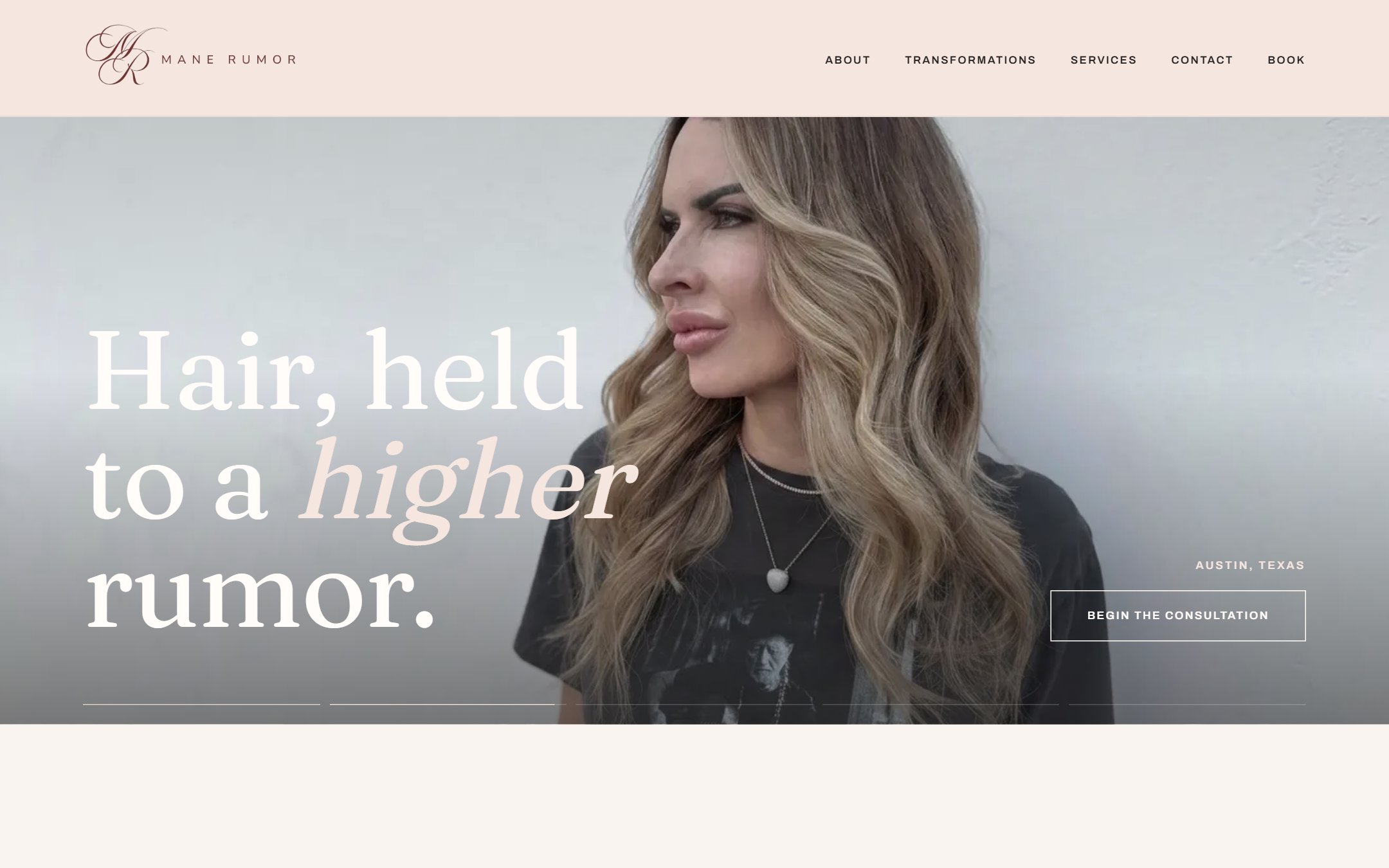 Mane Rumor website — luxury salon website design by Fadezy for Austin