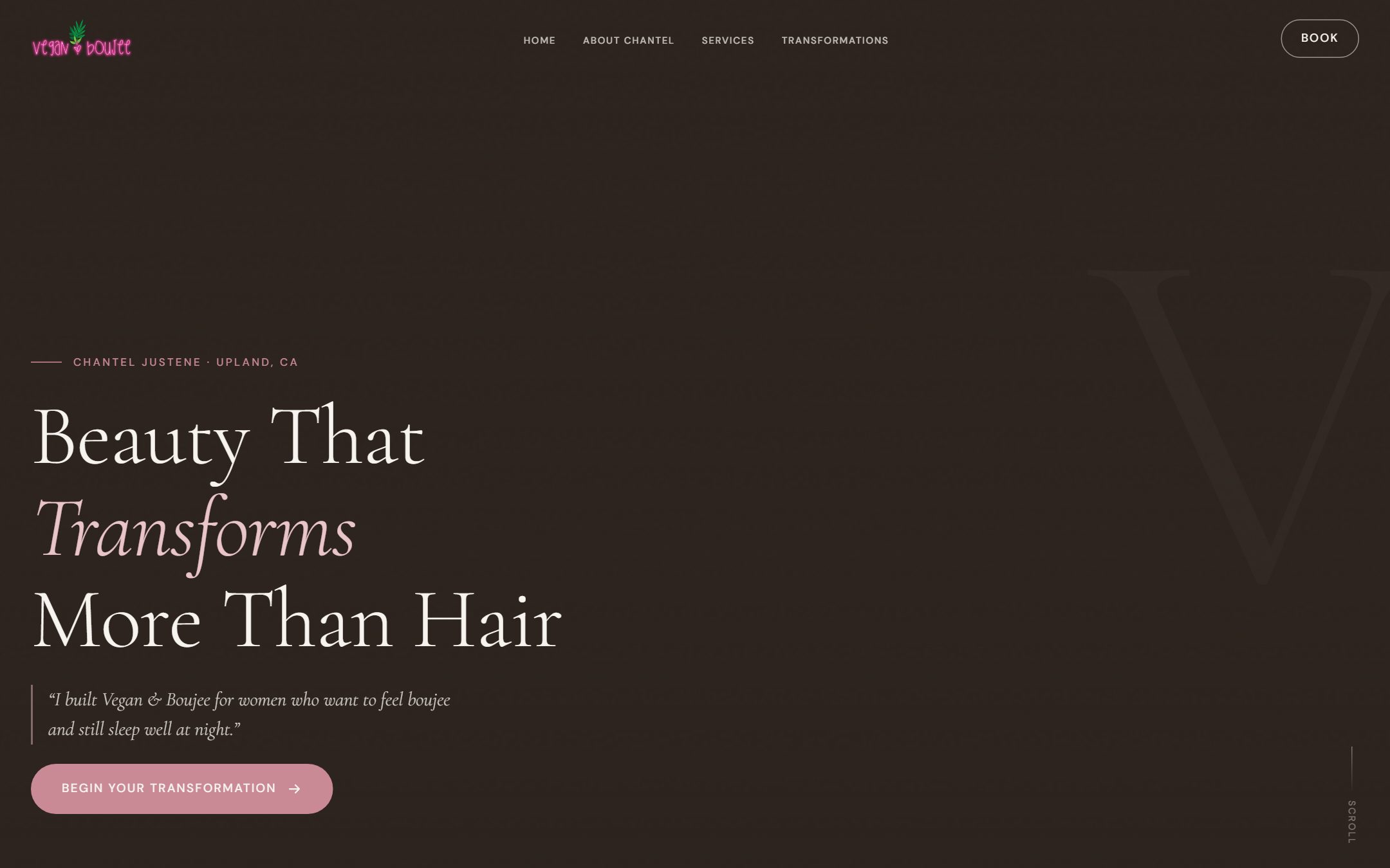 Vegan & Boujee website — beauty salon website design by Fadezy for Upland